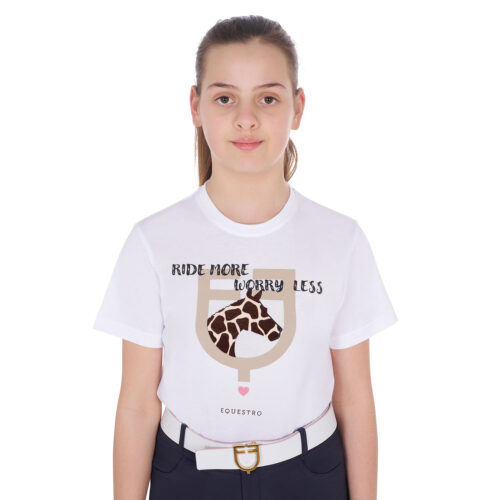 GIRL'S RIDE MORE WORRY LESS COTTON T-SHIRT