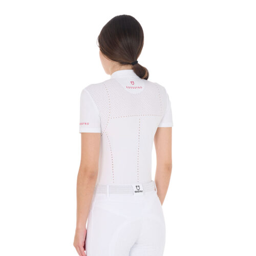 WOMEN'S PERFORATED COMPETITION POLO SHIRT SS ZIP - Image 3