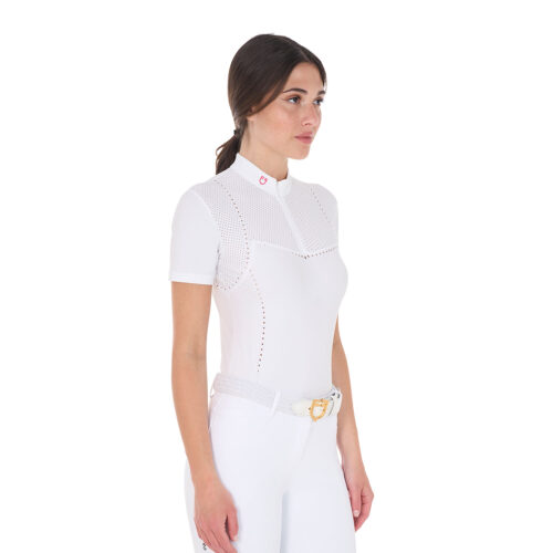 WOMEN'S PERFORATED COMPETITION POLO SHIRT SS ZIP - Image 4